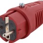 Roter PCE Schutzkontakt-Stecker aus Gummi, robust und spritzwassergeschützt.