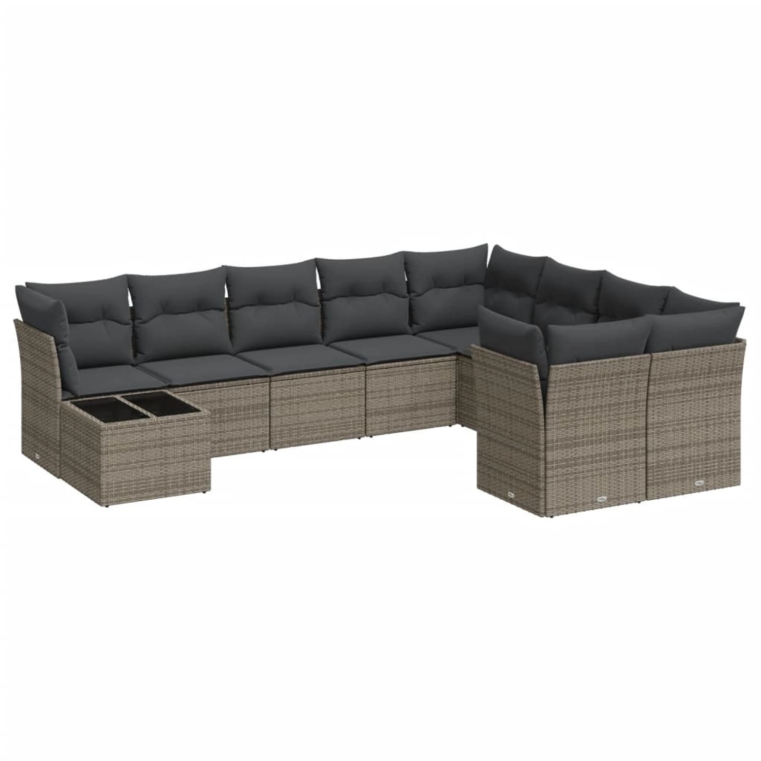 vidaXL 10-Tlg Garten-Sofagarnitur mit Kissen Grau Poly Rattan 3218190 günstig online kaufen
