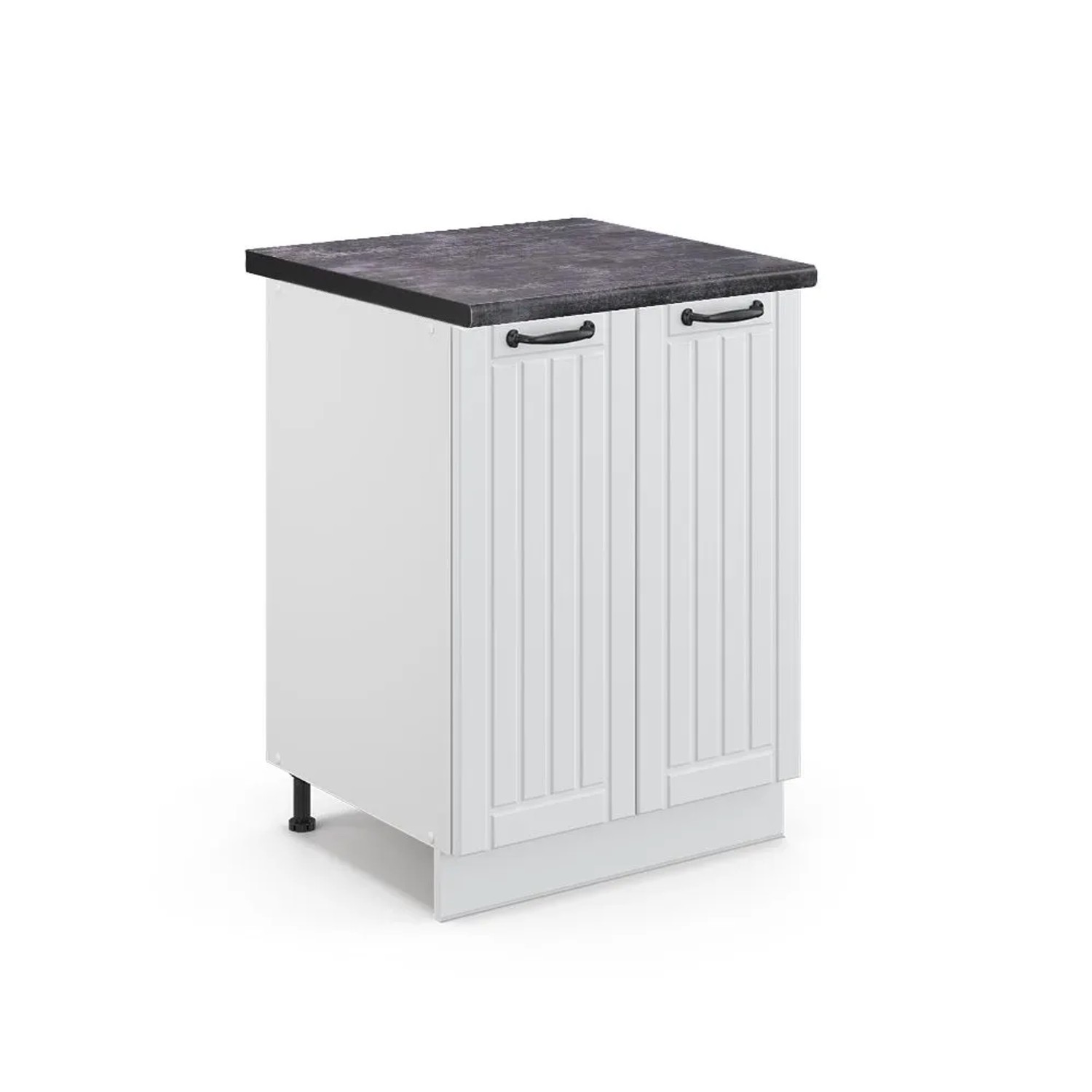Vicco Küchenunterschrank Fame-Line Weiß Landhaus Weiß 60 cm AP Anthrazit