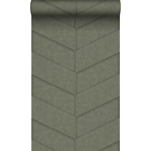 Origin Luxury Vliestapete olivgrün mit Schlangenhaut-Motiv und Chevron-Muster. Dekorative Wandgestaltung.