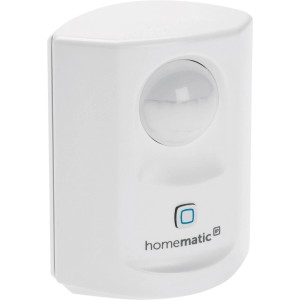Weißer Homematic IP Bewegungsmelder mit Dämmerungssensor für Innen. Kompaktes Smart Home Gerät zur Lichtsteuerung und Sicherheit.