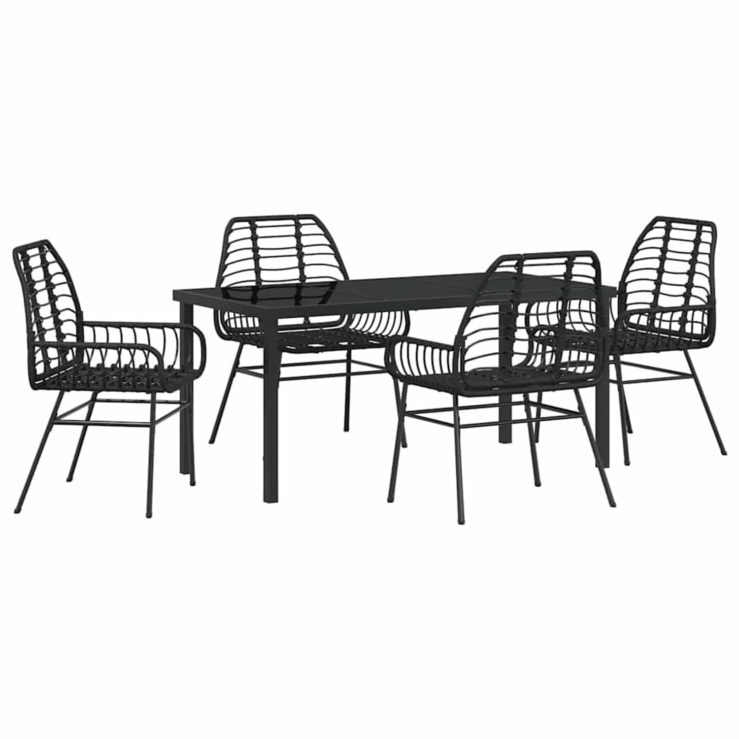 vidaXL Garten Essgruppe 5-Tlg Schwarz Poly Rattan 3380844 günstig online kaufen