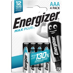 Energizer Max Plus AAA Batterien, 4er-Pack. Alkaline-Batterien für Geräte mit hohem Energiebedarf.
