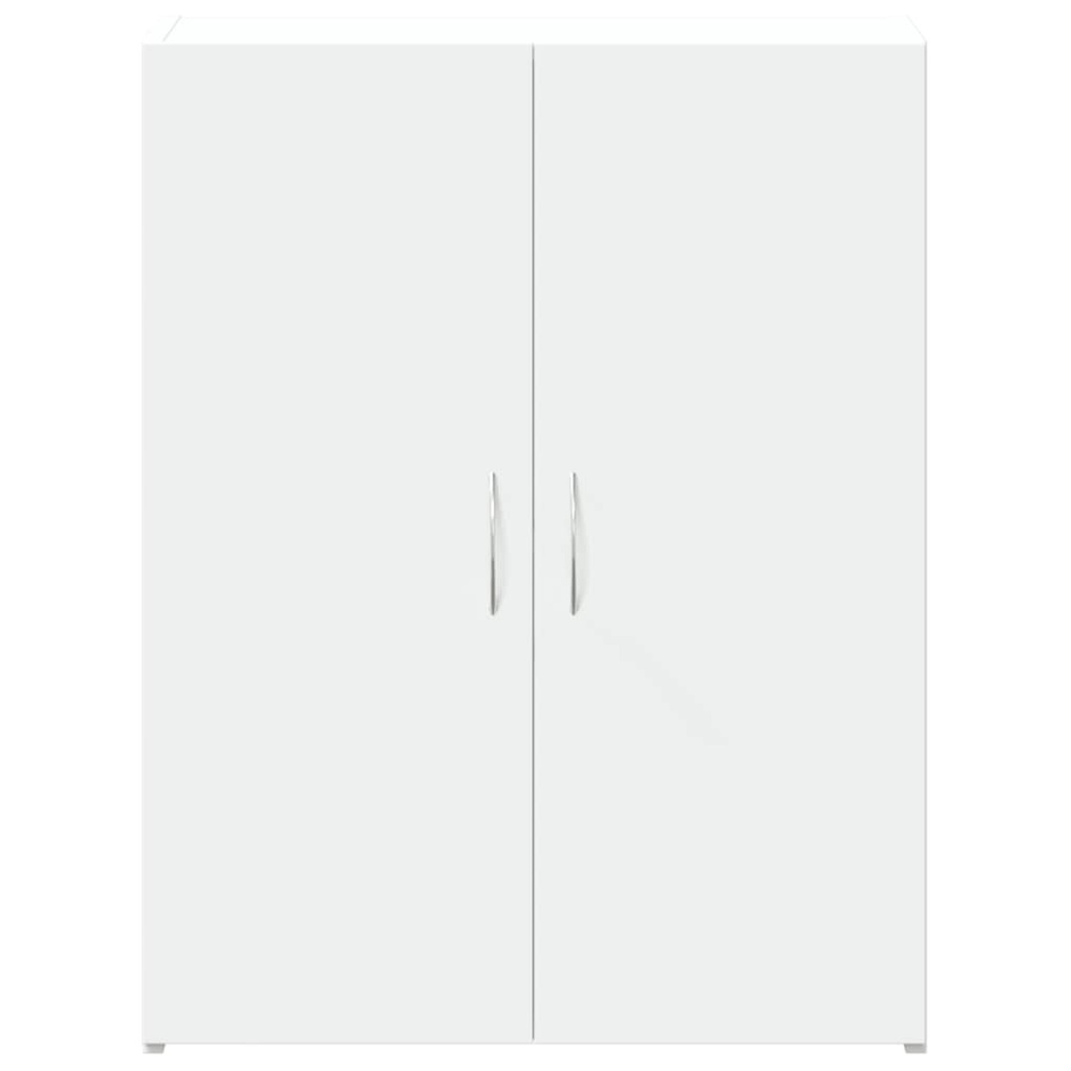 Weißer vidaXL Aktenschrank (60x32x77,5 cm) aus Holzwerkstoff mit zwei Türen.