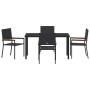 Schwarze 5-teilige Garten Essgruppe aus Poly Rattan von vidaXL. Gartentisch mit vier Stühlen.