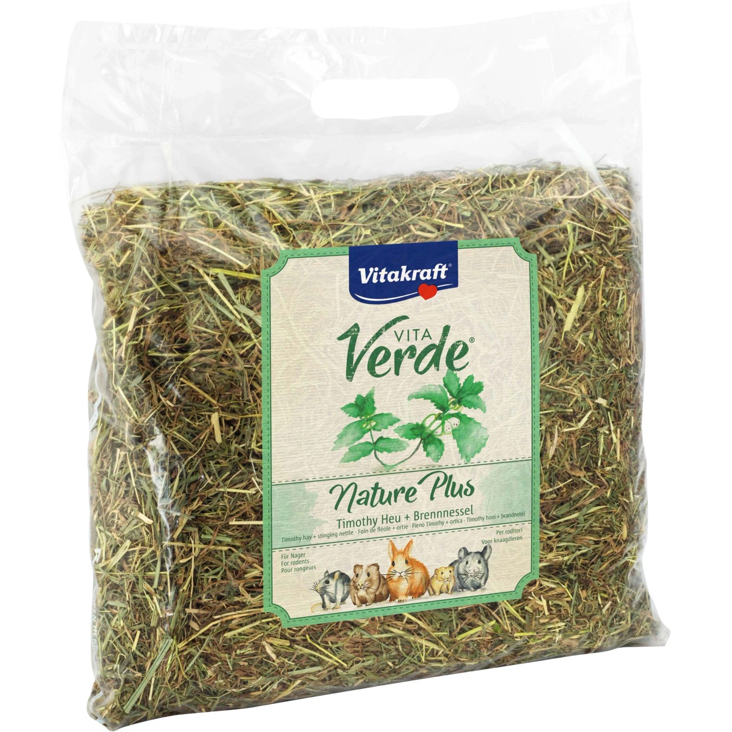 Vitakraft Vita Verde Heu mit Brennnessel, Nagerfutter im 500g-Beutel.