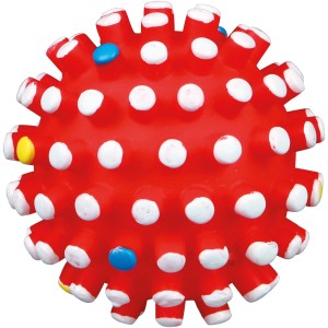 Roter Jollypaw Igelball mit Noppen, 6 cm Durchmesser, Apportierspielzeug für Hunde.