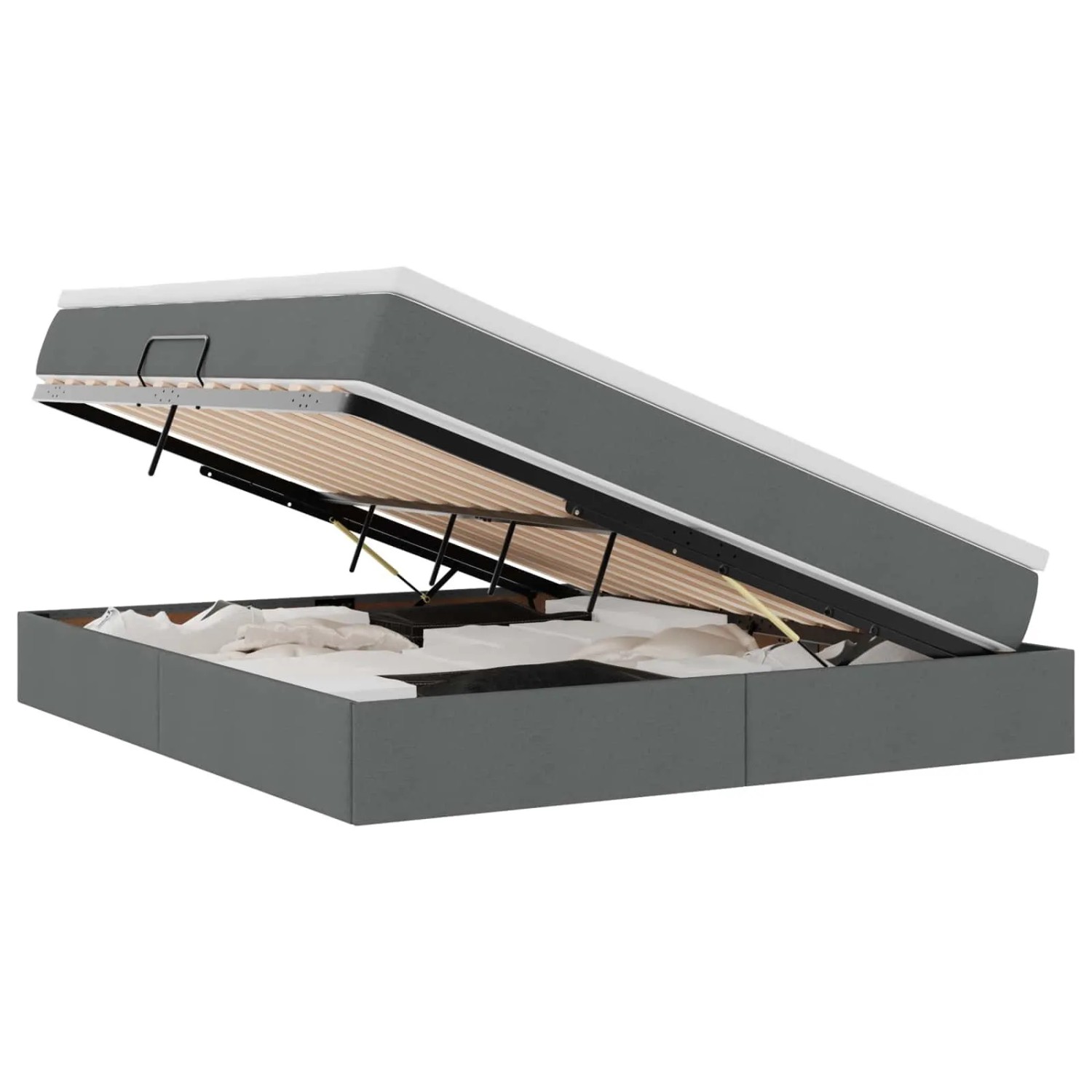 vidaXL Stauraumbett mit Matratze Dunkelgrau 160 x 200 cm 3370237 günstig online kaufen