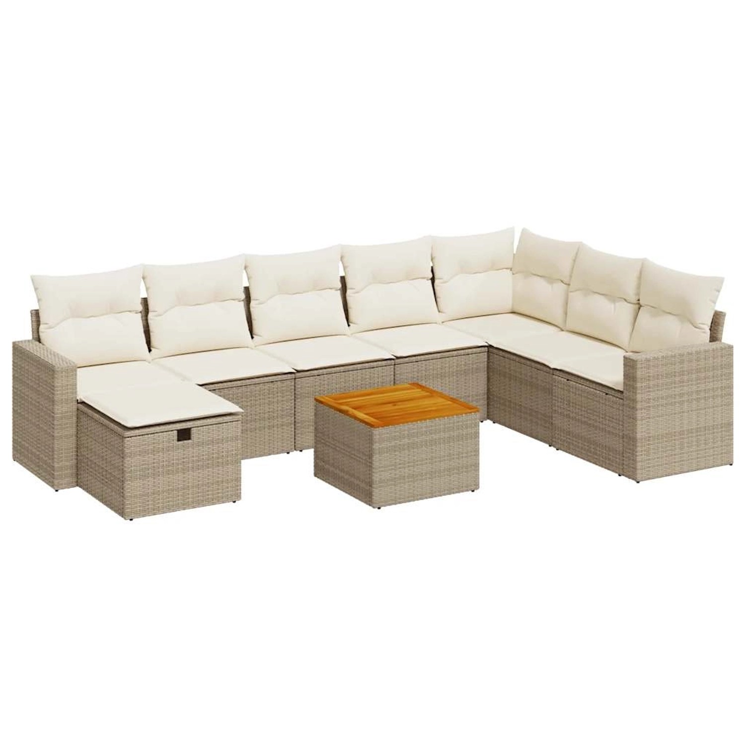 vidaXL 9-Tlg Garten-Sofagarnitur mit Kissen Beige Poly Rattan 3325803 günstig online kaufen