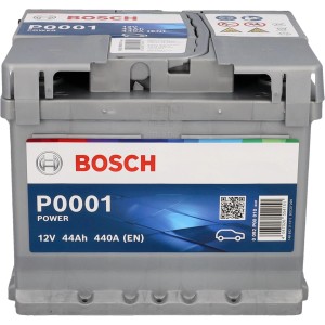 Bosch PowerLine SLI Autobatterie, 44Ah/440A, zuverlässige Startleistung für Fahrzeuge ohne Start-Stopp-System.