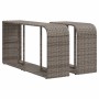 Zwei graue vidaXL Regale aus Polyrattan, Teil einer Garten-Sofagarnitur.