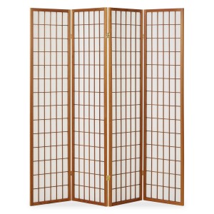 Homestyle4u 4-tlg. Paravent in Braun 176x175 cm 163
