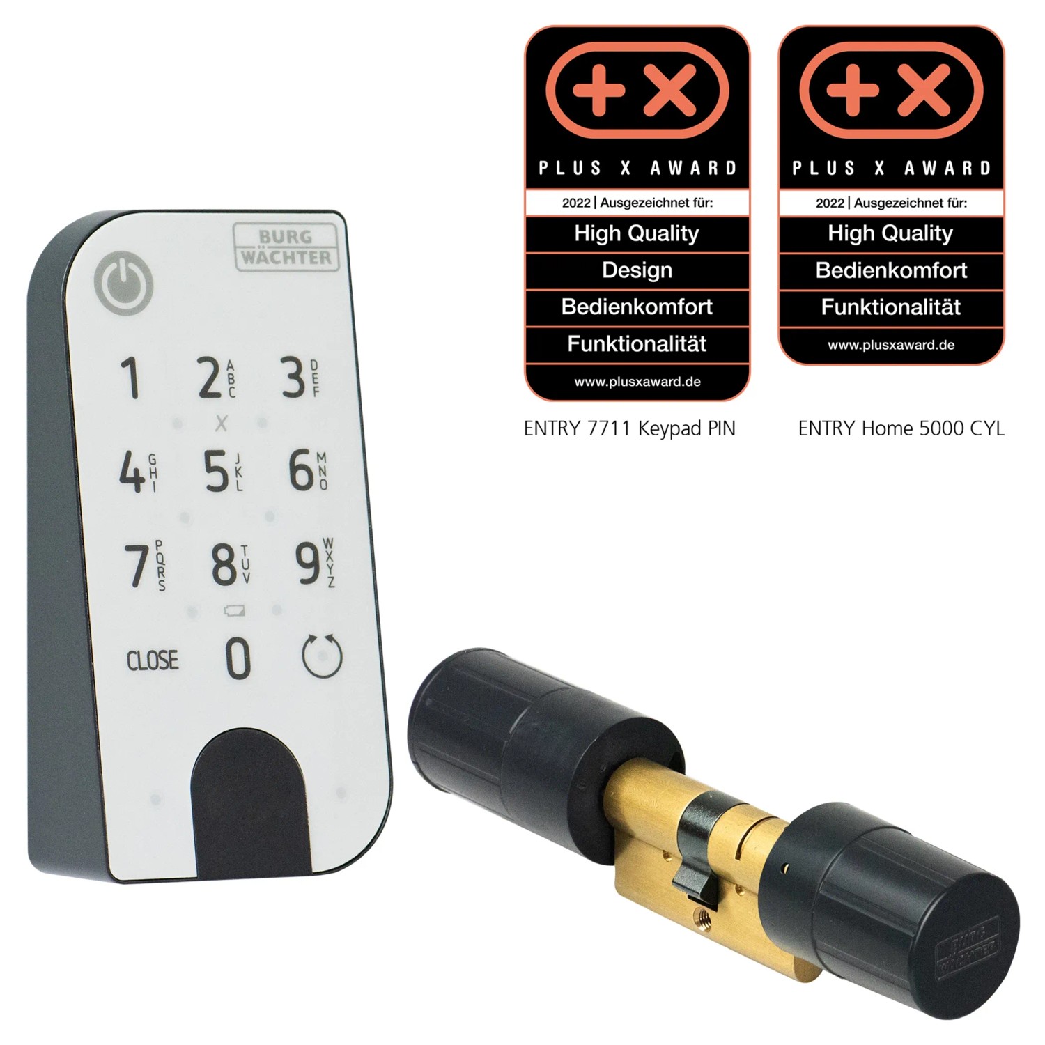 Burg-Wächter ENTRYhome 5001 PIN Türschloss-Set mit Keypad und Zylinder für Pincode-Zugang.
