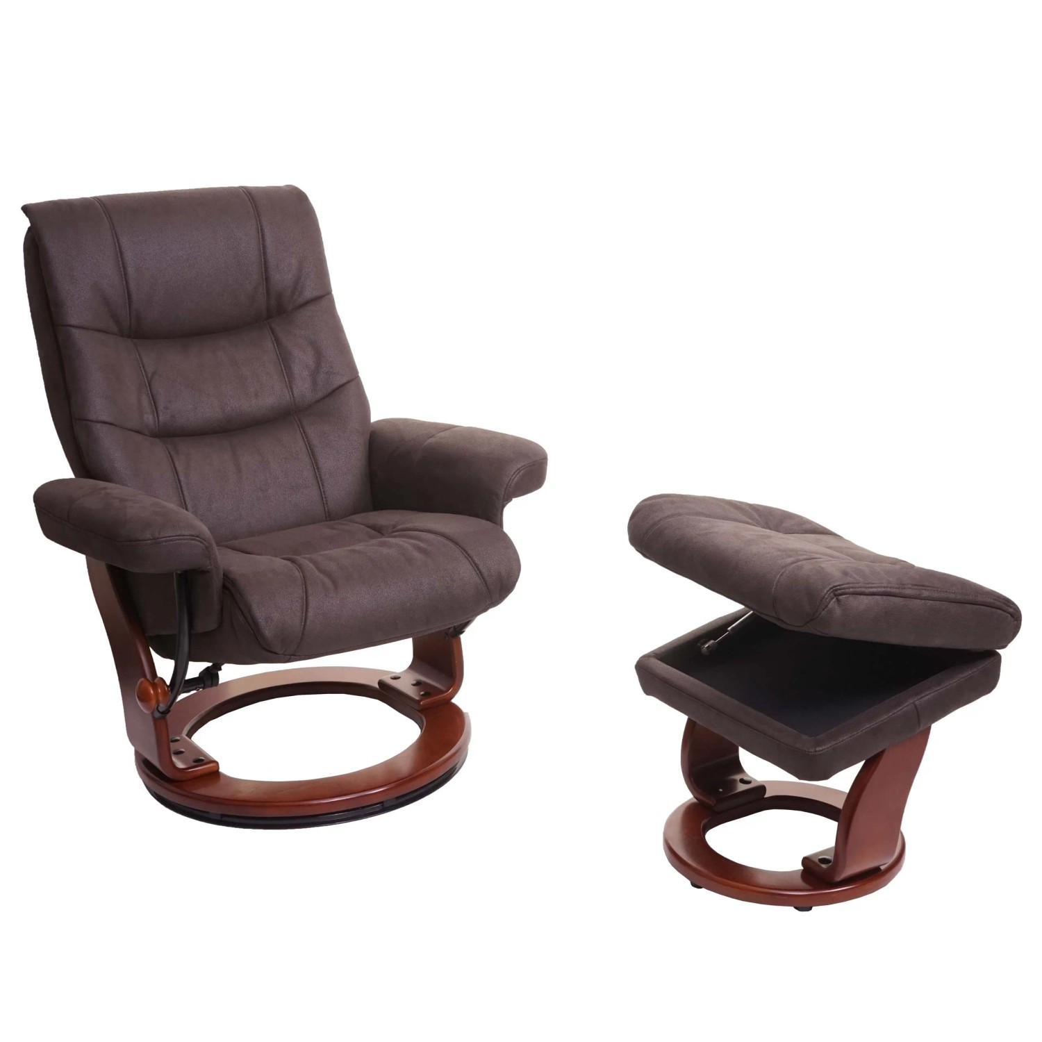 Mca Relaxsessel J42 Stoff Schwarz-Braun Wildleder-Imitat Gestell Walnuss-Optik