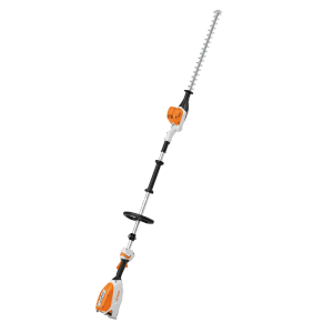 Stihl Akku-Heckenschneider HLA 66 orange-grau. Langer Schaft, verstellbarer Messerbalken für hohe Hecken.