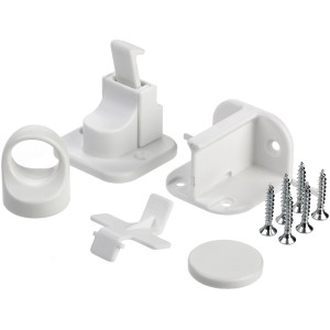 Reer Magnetschloss Schrank- und Schubladensicherung, weißes Set mit Schlüssel, Halterung und Schrauben.