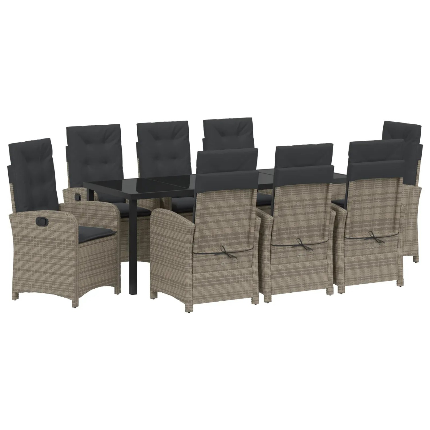 vidaXL Garten Essgruppe 9-Tlg Grau Poly Rattan 3380280