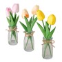 3er Set Boltze Kunstpflanze Tulpe in Glas, mehrfarbig (lila, gelb, weiß).