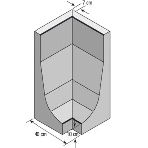Grauer Winkel-Eckstein (80x40x40 cm) für Hochbeete und Hänge, Detailansicht der Maße.