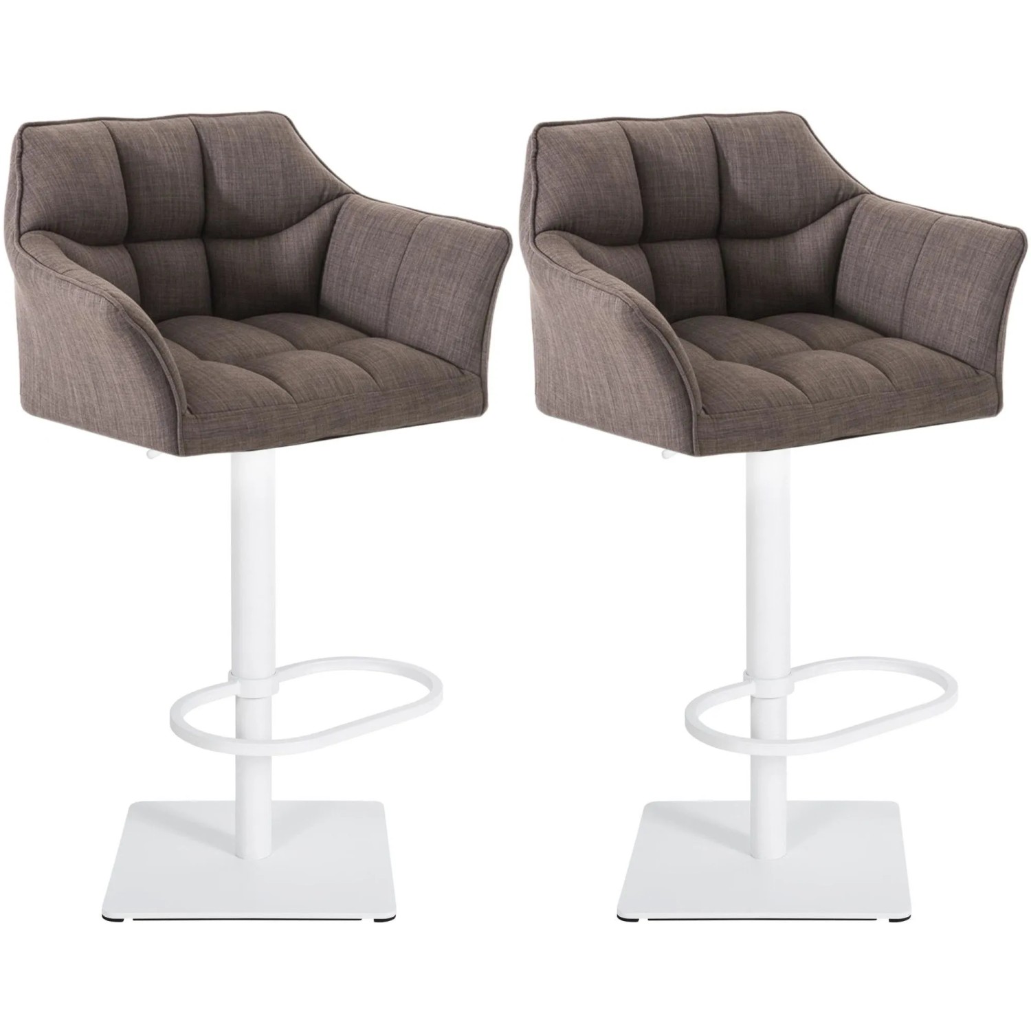 CLP 2er Set Barhocker Damaso Stoffbezug Grau/Weiß