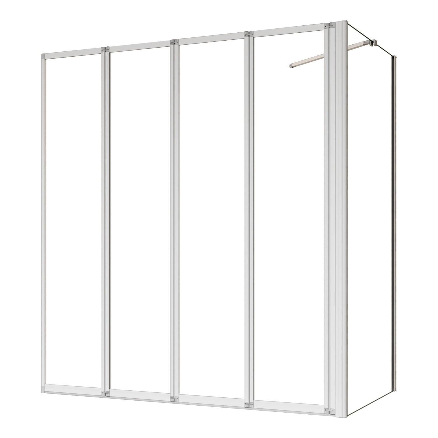 AICA 120x140cm Weiß 4-ftg. Faltbare mit 75cm Seitewand Badewanneaufsatz 4mm günstig online kaufen