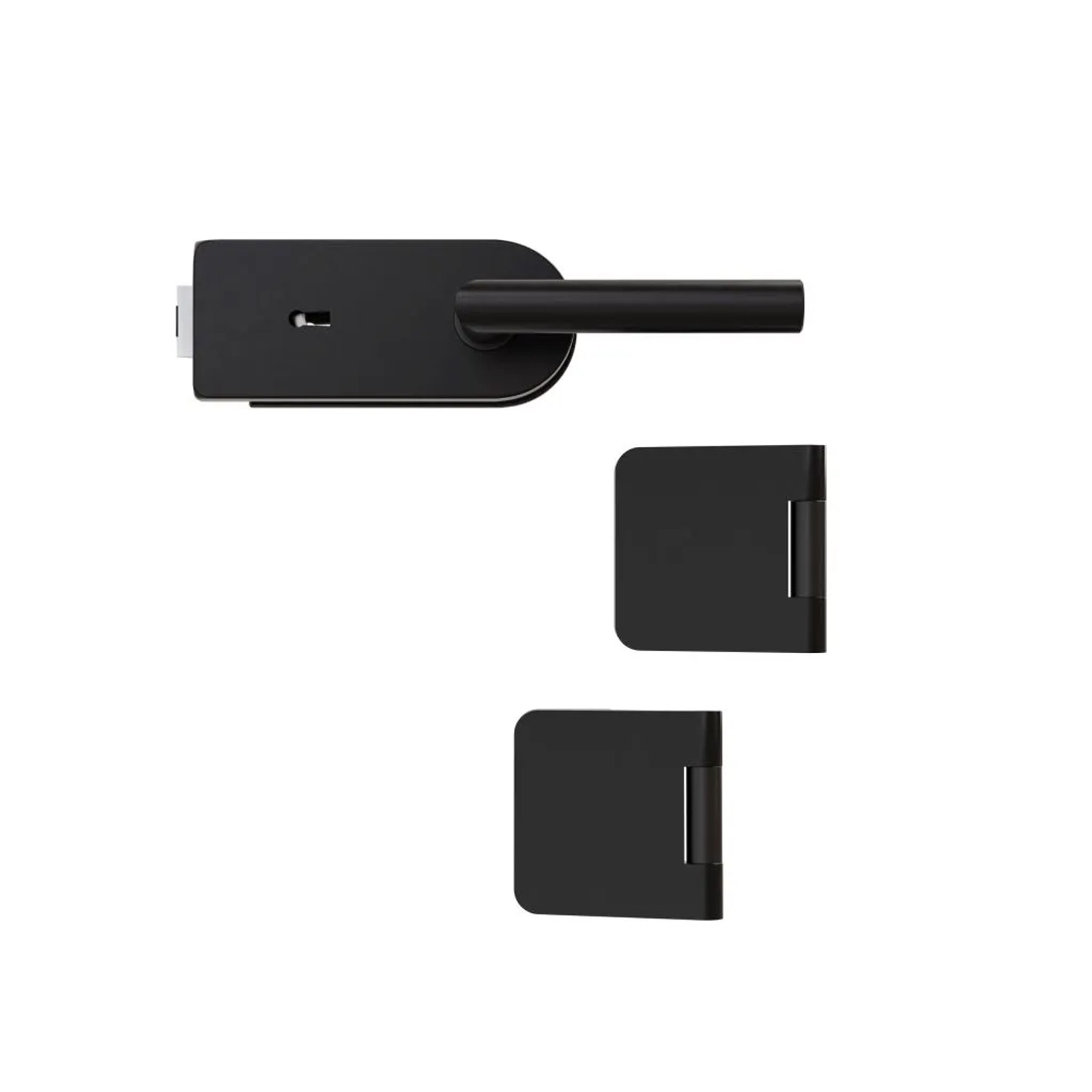 Hansaglas Glastürbeschlag Studio/Office Buntbartschloss Gerundet Glastür Beschlag-Set Schwarz