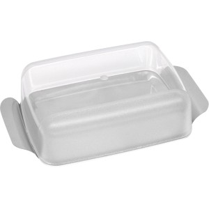 Fackelmann Butterdose, 2-teilig, silber-glasklar, 17x11x5cm. Küchenhelfer zur Aufbewahrung von Butter.