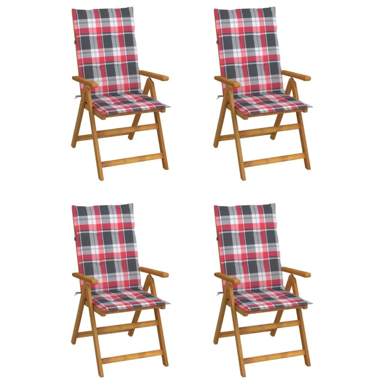 vidaXL Hochlehner Verstellbar 4 Stk mit Auflagen Massivholz Akazie 3065360