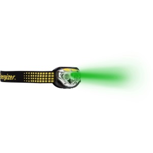 Energizer Vision Ultra Kopflampe mit grünem Lichtstrahl, inklusive Batterien.