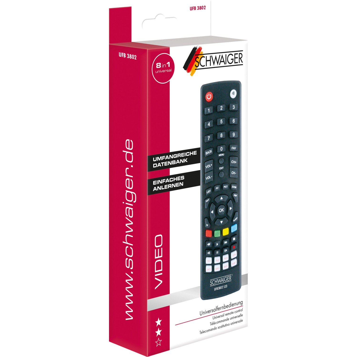 Schwaiger Universalfernbedienung 8 in 1 zur Steuerung von TV, Receiver und mehr. Audio-Zubehör im OBI Online-Shop.