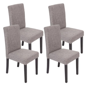 CHEFGASTRO Esszimmerstuhl 4er-Set Klassisch & Zeitlos 90x43x56cm Sitzhöhe 45cm Textil Dunkle Beine Grau