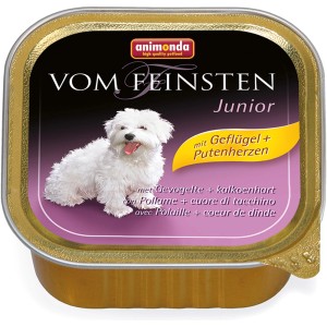 Animonda Vom Feinsten Junior Hunde-Nassfutter mit Geflügel und Putenherzen, 150g.