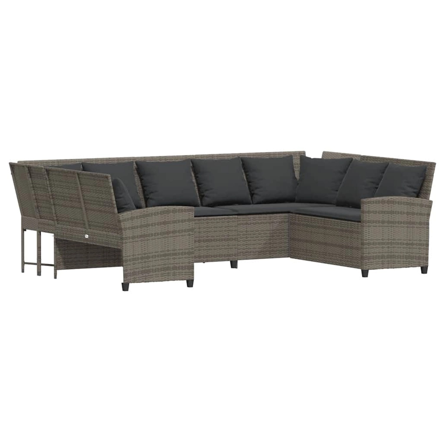 vidaXL Gartensofa mit Kissen Grau Poly Rattan 3365331 günstig online kaufen
