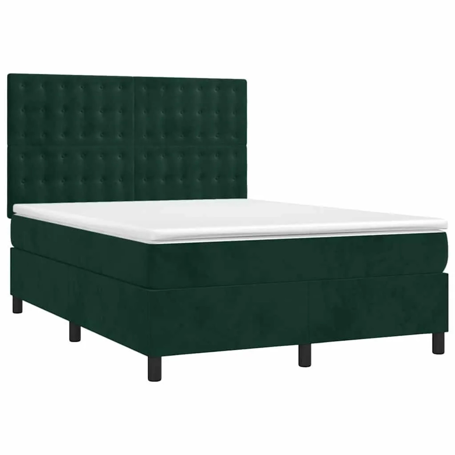 vidaXL Boxspringbett mit Matratze Dunkelgrün 140x190 cm Samt 3143262 günstig online kaufen
