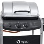 Tepro Gasgrill Fremont, kompakter Grillwagen in Schwarz/Silber mit Seitenkochfeld und zwei Rädern.