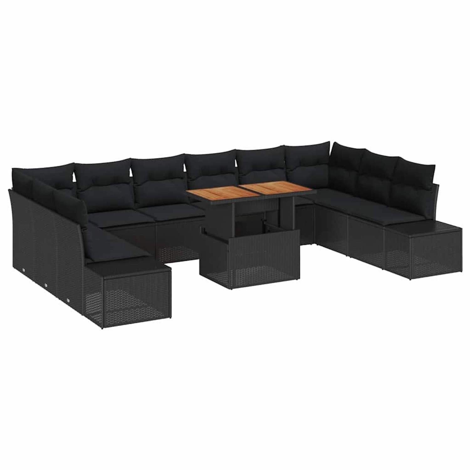 vidaXL Garten-Sofa-Set mit Speicher 11-Tlg Schwarz Poly Rattan 3358753 günstig online kaufen