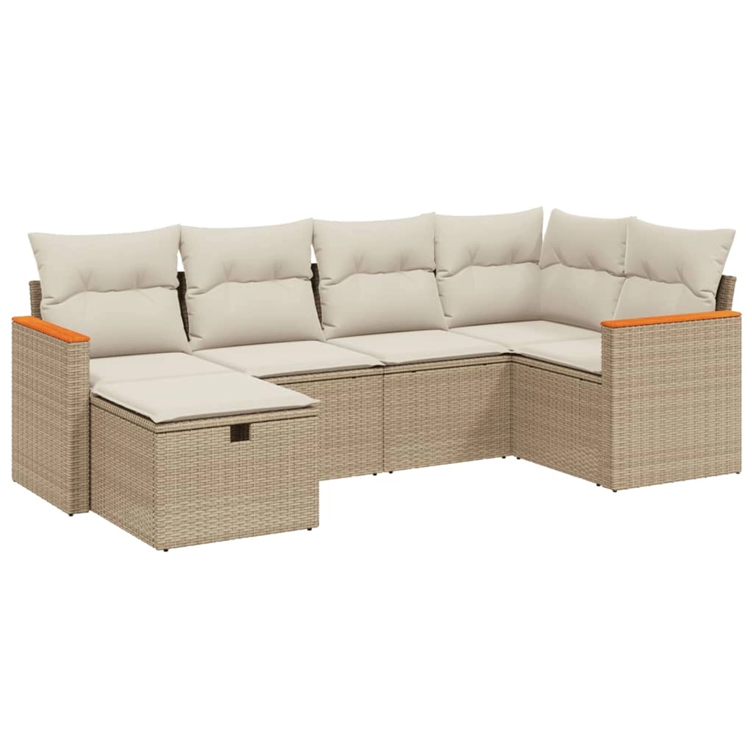 vidaXL 6-Tlg Garten-Sofagarnitur mit Kissen Beige Poly Rattan 3265300 günstig online kaufen