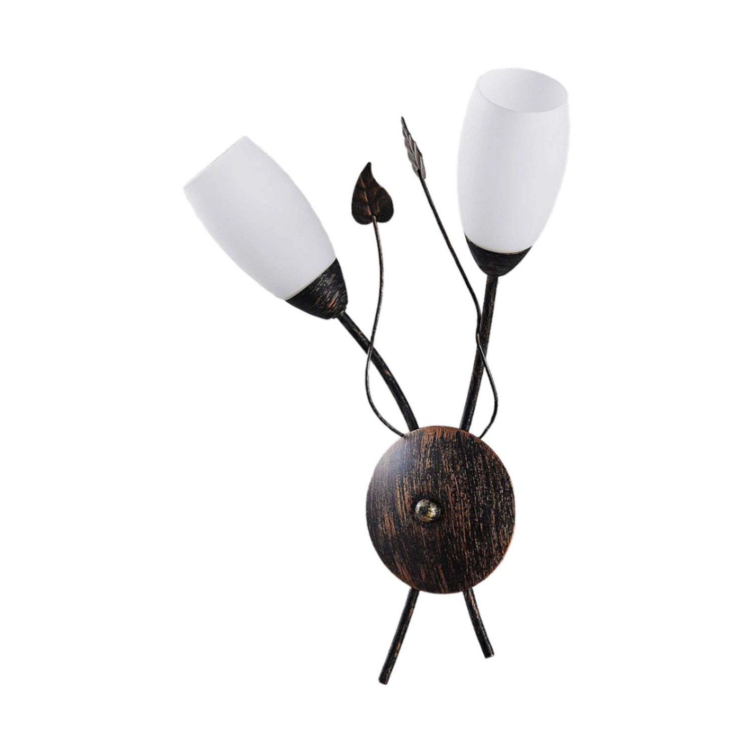 Lindby Wandleuchte Wandlampe Innen Stefania 9621463 Retro Vintage Antik in Braun aus Metall 2-flammig E14 Wohnzimmerleuc...