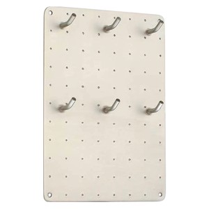 Siro Schlüsselleiste aus Metall, Nickel matt, mit 6 Haken und Lochwand Design.