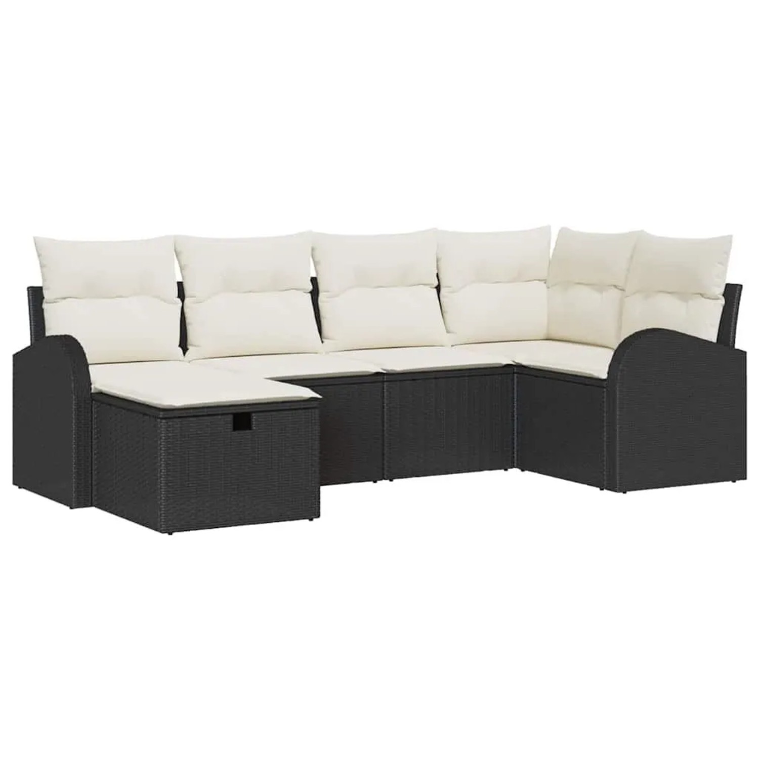 vidaXL Sofa Set mit Kissen mit Speicher Schwarz und Creme Poly-Rattan 33590 günstig online kaufen