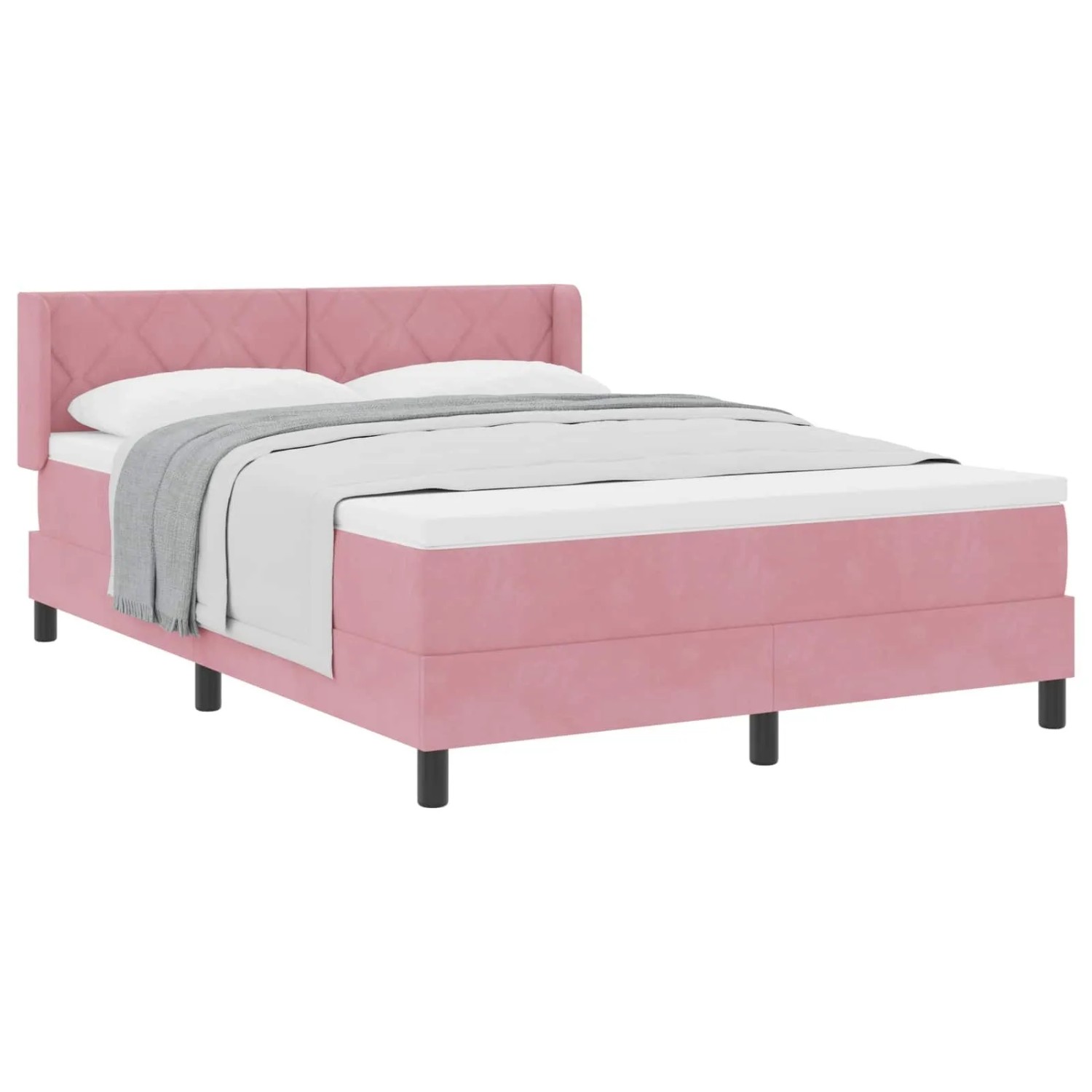 vidaXL Boxspringbett mit Matratze Rosa 200 x 160 cm Polyester 3341533