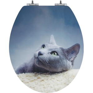 baliv WC-Sitz Piorini mit Katzen-Motiv, Absenkautomatik, MDF-Holzkern.