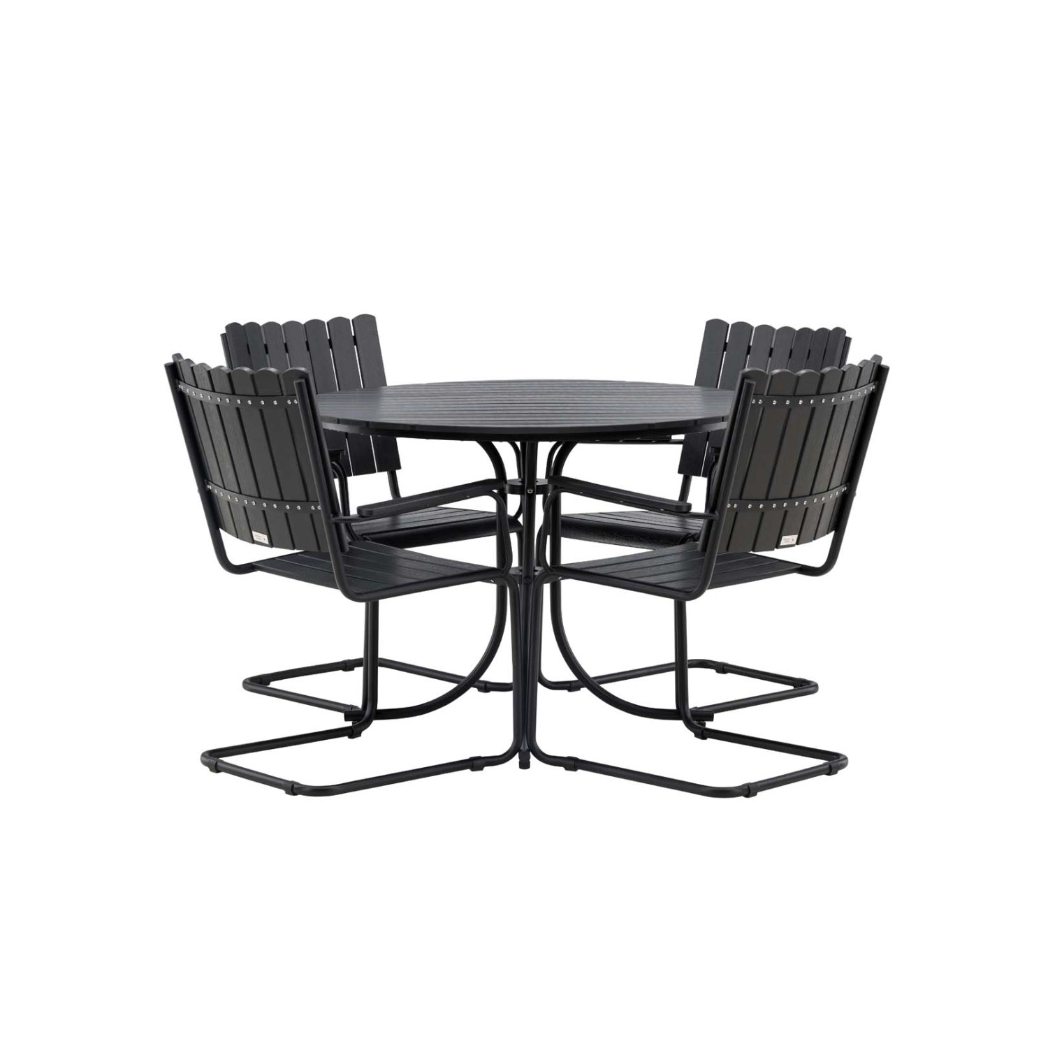 ebuy24 Holmsund Gartenset Tisch Ø100cm Schwarz 4 Stühle Schwarz günstig online kaufen