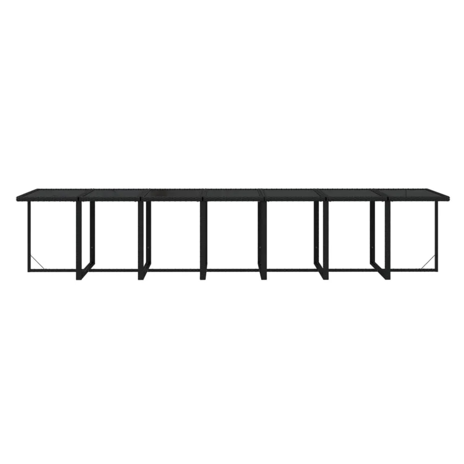 vidaXL 19-tlg. Garten-Essgruppe aus Poly Rattan in Schwarz: Tisch und Stühle mit Kissen.