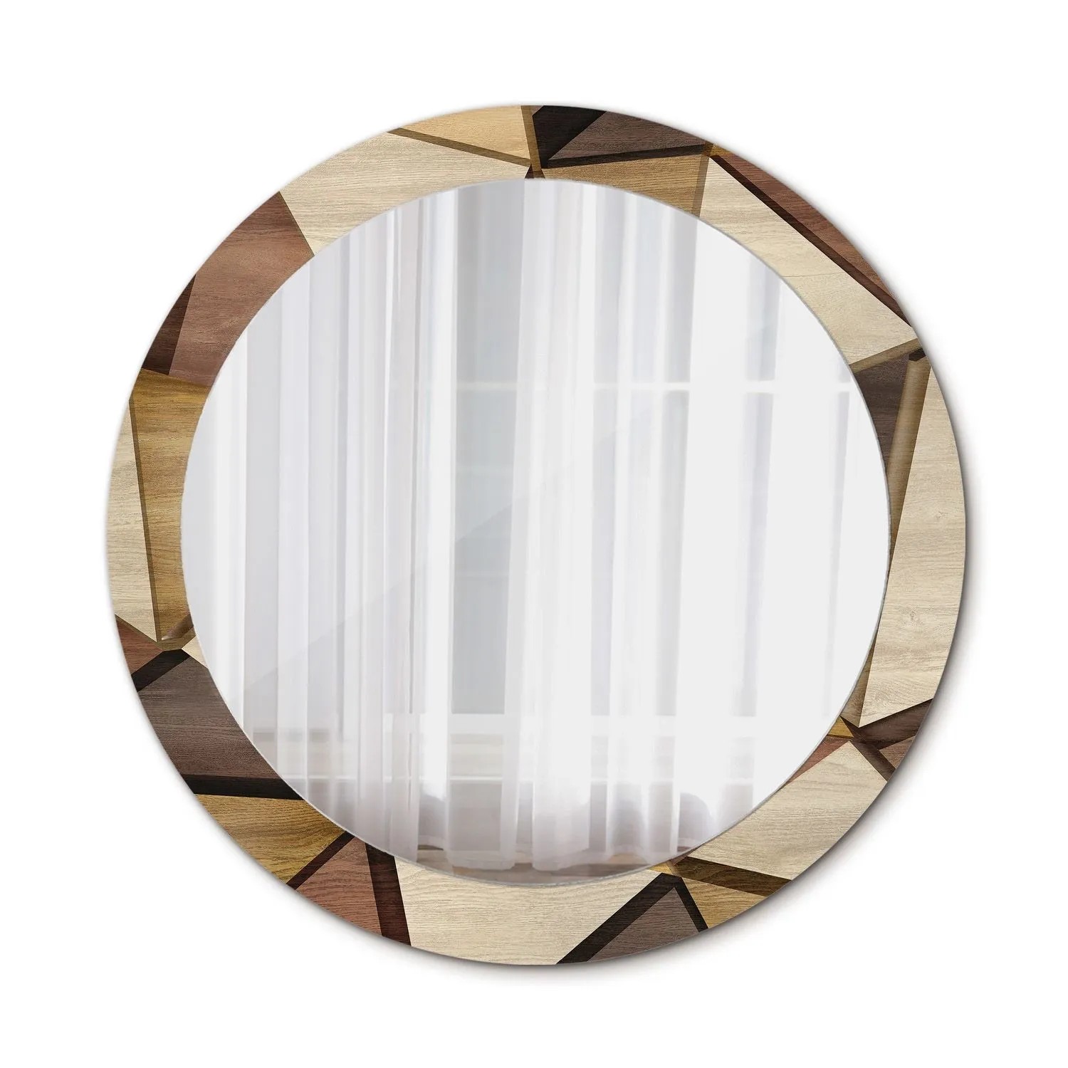 Tulup Bedruckte Spiegel Geometrisches 3D Holz 80x80 cm Runder Spiegel mit D günstig online kaufen