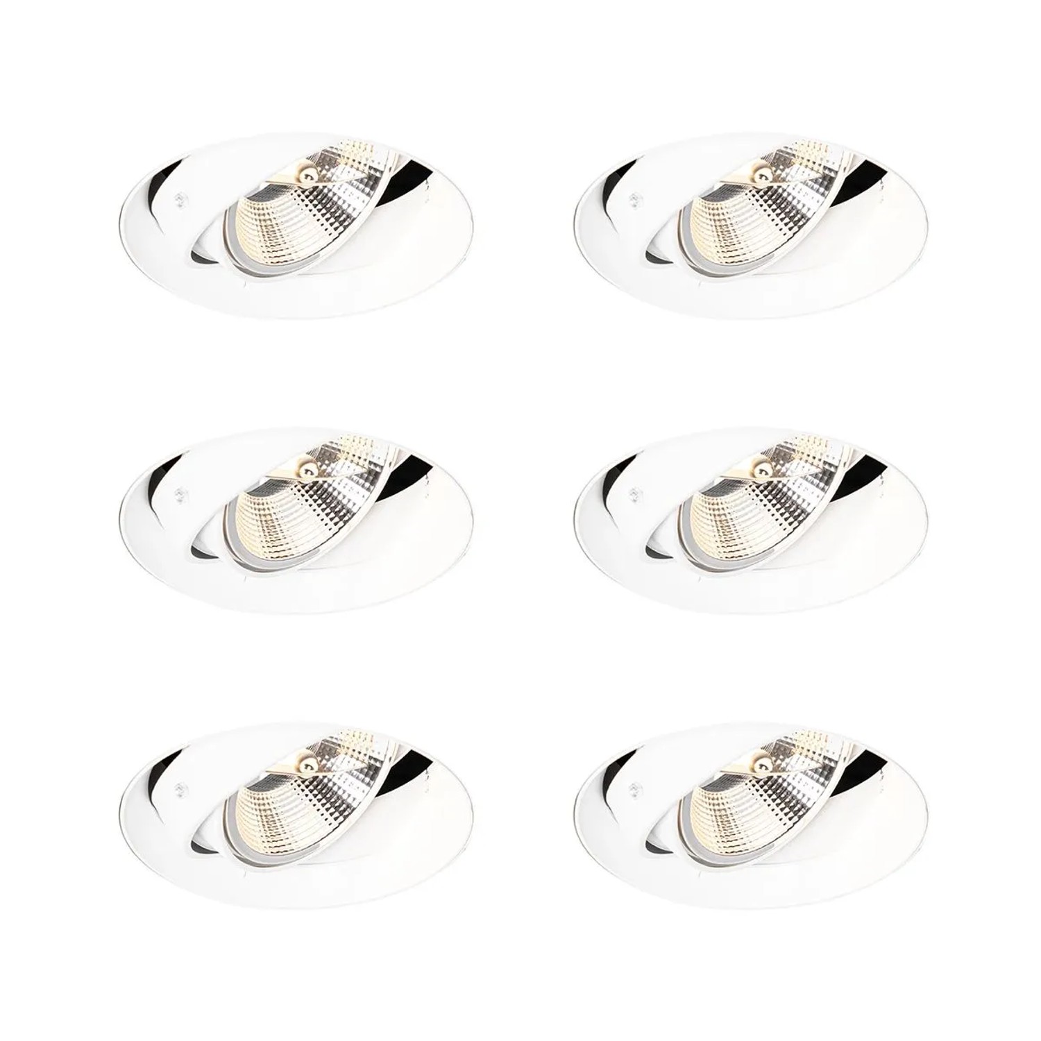 QAZQA Set mit 6 Modernen Einbaustrahlern Weiß GU10 AR111 Rund Trimless Oneon