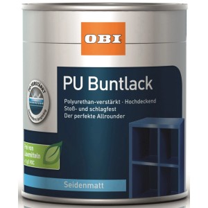 Dose OBI PU Buntlack Taubenblau, seidenmatt, 125ml. Polyurethan verstärkt, für Holz, Metall und Kunststoff.