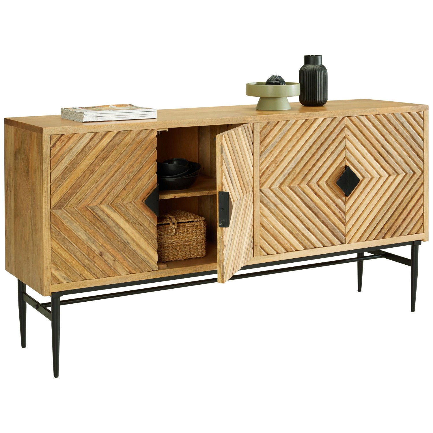 Mömax Sideboard Gatsby Hellbraun/ Schwarz ca. 175x90x45cm