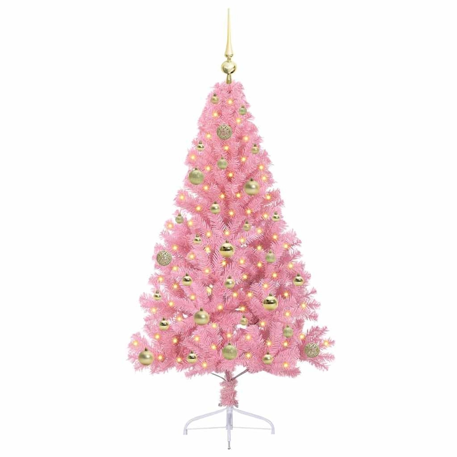 vidaXL Künstlicher Vorbeleuchteter Weihnachtsbaum Rosa 150 cm PVC 3397067