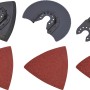 LUX Multitool E-MFW-23 Zubehör, 7-teilig: Sägeblätter, Schleifplatte und Schleifpapier für Multifunktionswerkzeug.